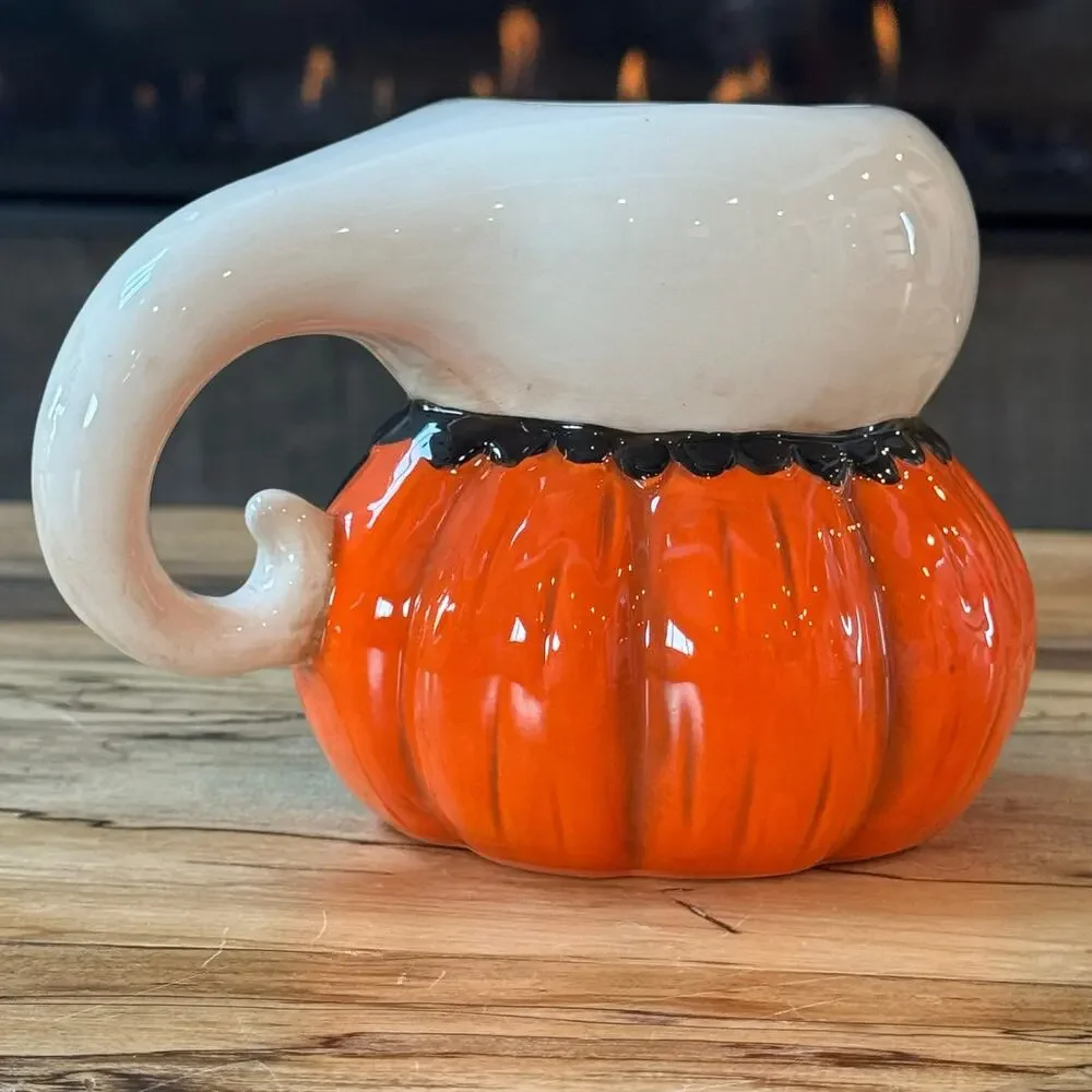 Johanna Parker Halloween Ghost Mug Pumpkin Peeps Transpac Vintage Style Fall